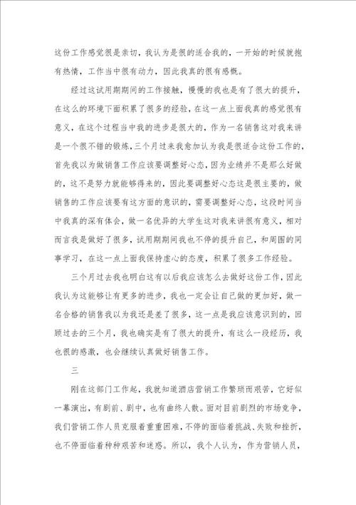 2021年试用期销售心得感想