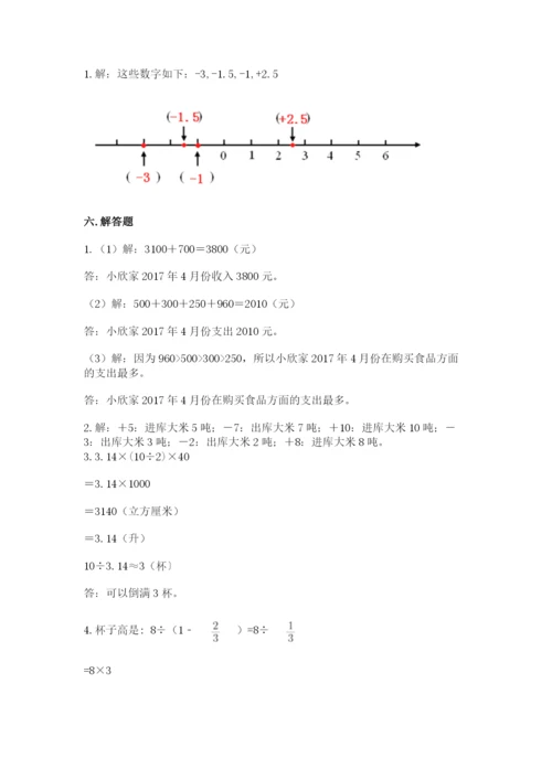 太原市尖草坪区六年级下册数学期末测试卷含答案.docx