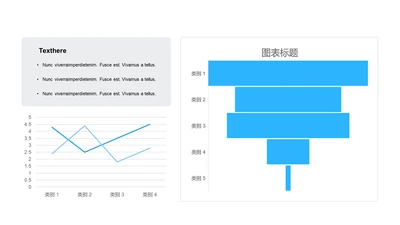 扁平PPT漏斗图，折线图