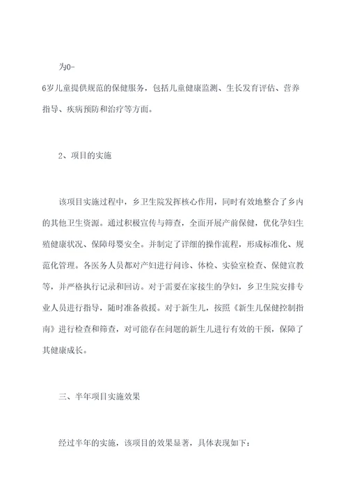 村级母婴阻断项目半年总结