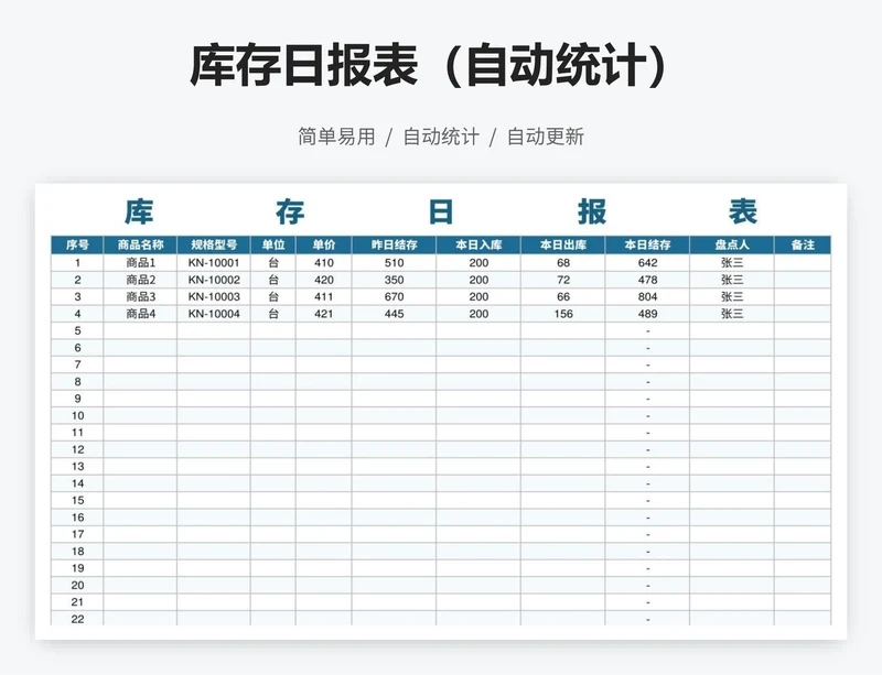 库存日报表（自动统计）