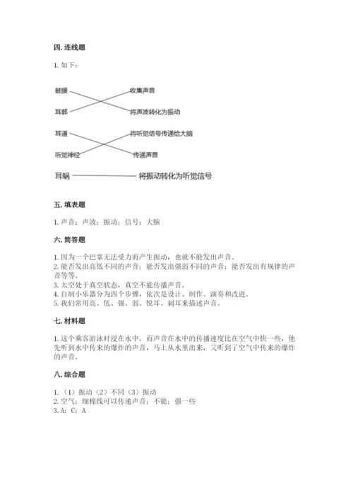 教科版科学四年级上册第一单元声音测试卷附完整答案（考点梳理）.docx