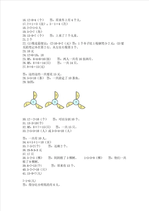 小学数学一年级应用题大全上册满分必刷