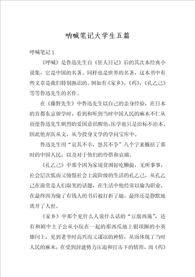 呐喊笔记大学生五篇