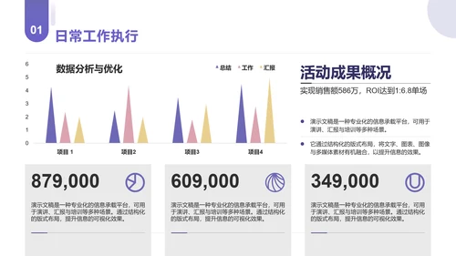 长春花蓝简约风年终总结通用PPT模板