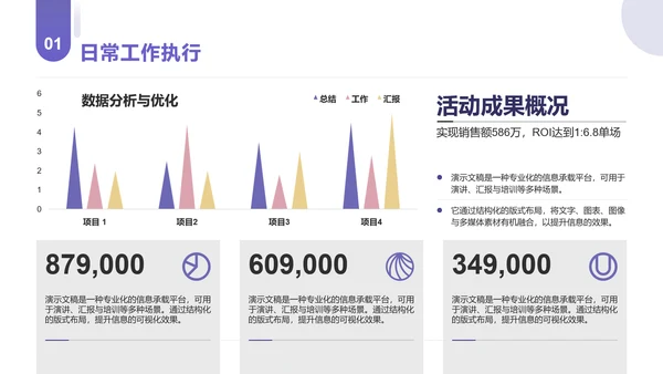长春花蓝简约风年终总结通用PPT模板