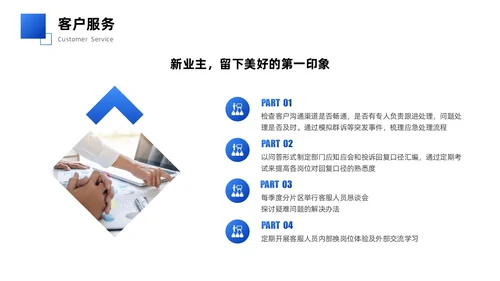 蓝色简约商务实拍风物业管理品质提升策划书PPT模版员工培训