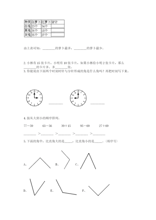 人教版二年级上册数学期中测试卷精品（预热题）.docx