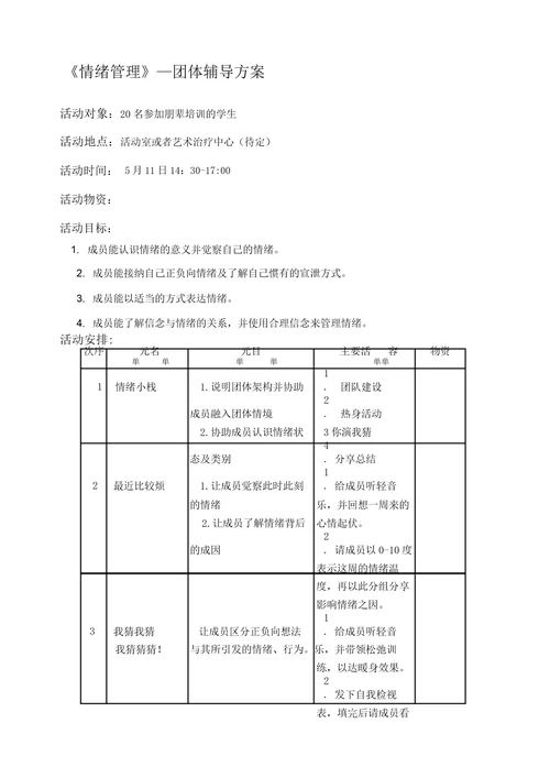 情绪管理团体心理辅导