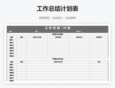 工作总结计划表