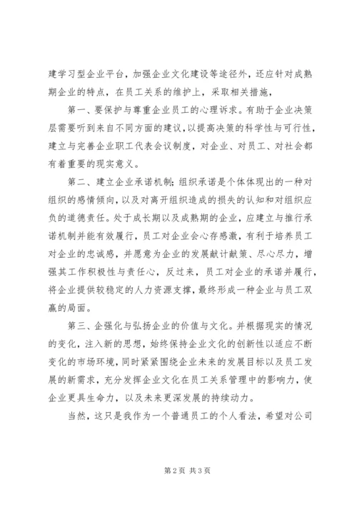 关于企业发展成长期的思考.docx