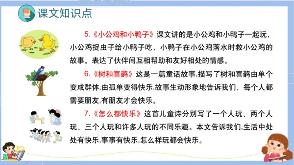 统编版一年级语文下册单元复习第三单元（复习课件）