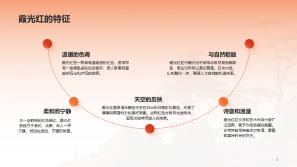 橙色水墨中国传统配色霞光红介绍PPT模板