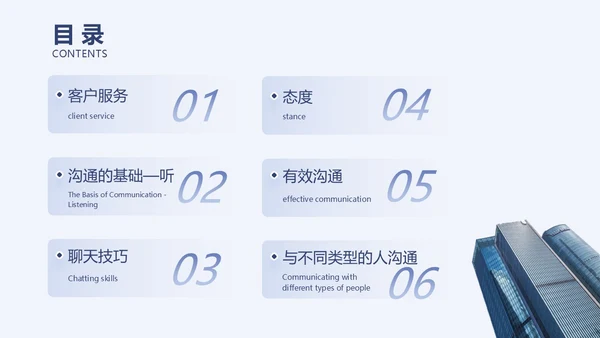 蓝色简约励志客户沟通技巧总结汇报ppt模版