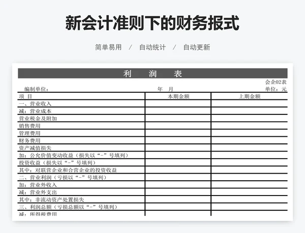 新会计准则下的财务报式