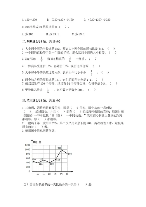 小学六年级上册数学期末测试卷含完整答案（全国通用）