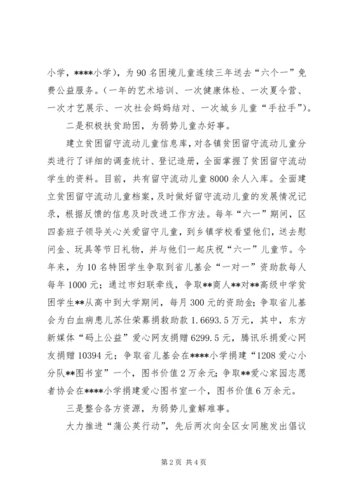 区妇联XX年儿少工作剖析材料.docx