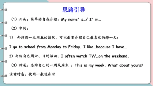 Unit 2 My week 复习课件（词组+句型+语音+语法+写作指导）