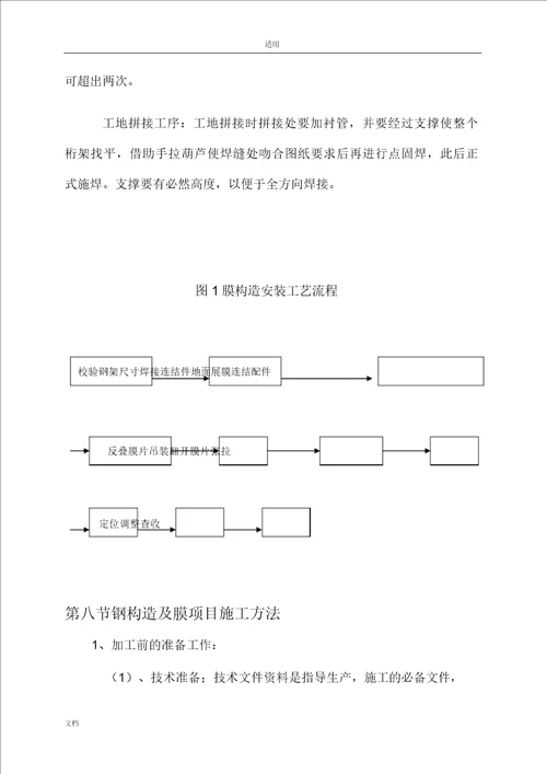 七字形膜结构车棚施工组织设计与方案设计