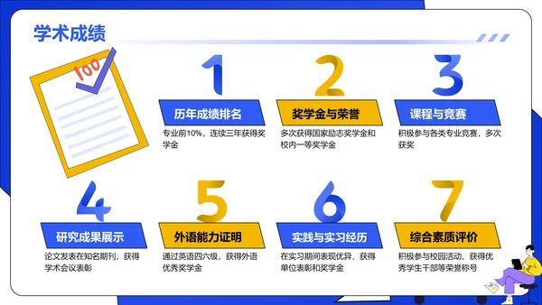 蓝色插画风大学生求职简历PPT模板