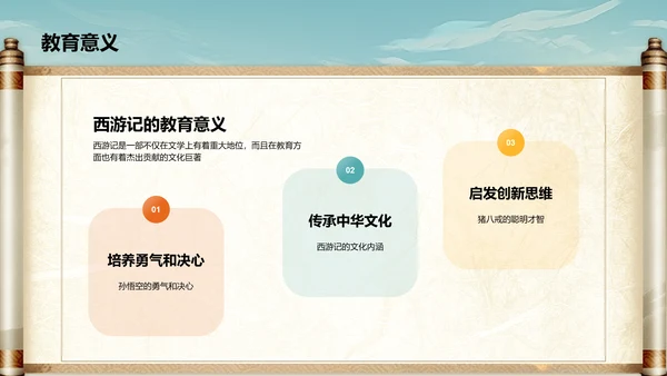 橙色插画复古国风名著导读西游记培训课件PPT模板