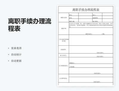 离职手续办理流程表