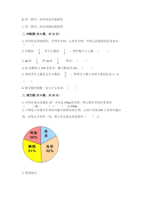 小学六年级上册数学期末测试卷附参考答案【突破训练】.docx