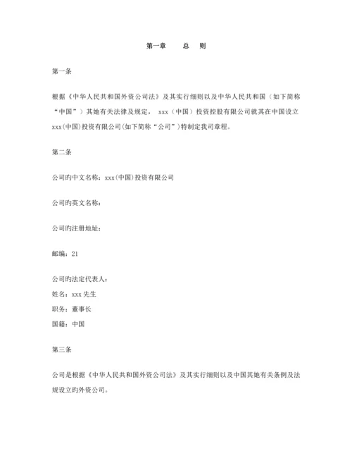 x中国投资有限公司综合章程.docx