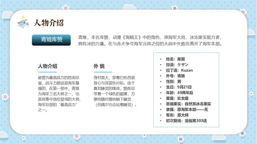 蓝色水彩卡通海贼王动漫介绍PPT中国航海日