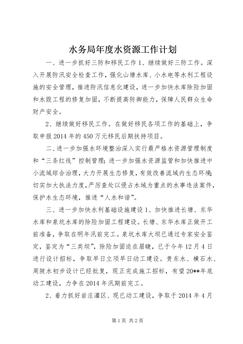 水务局年度水资源工作计划.docx