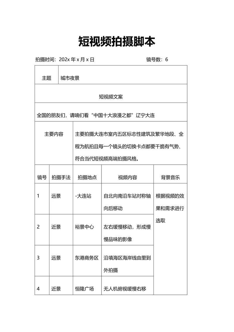 视频拍摄脚本策划