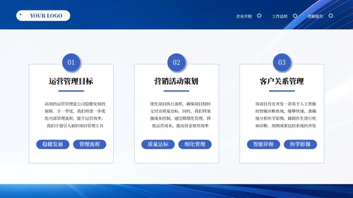 蓝色商务科技风汇报总结通用PPT模板