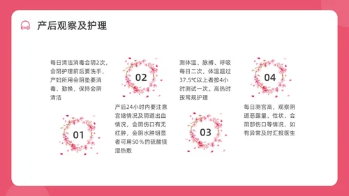 红色水彩简约插画剖宫产术后护理培训PPT课件护理查房