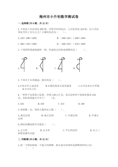 梅州市小升初数学测试卷a4版.docx