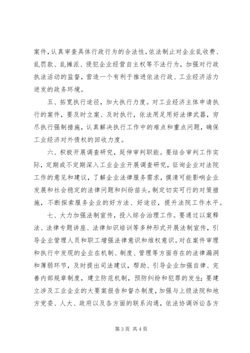 人民法院关于充分发挥审判职能作用依法促进地方工业经济发展的意见.docx