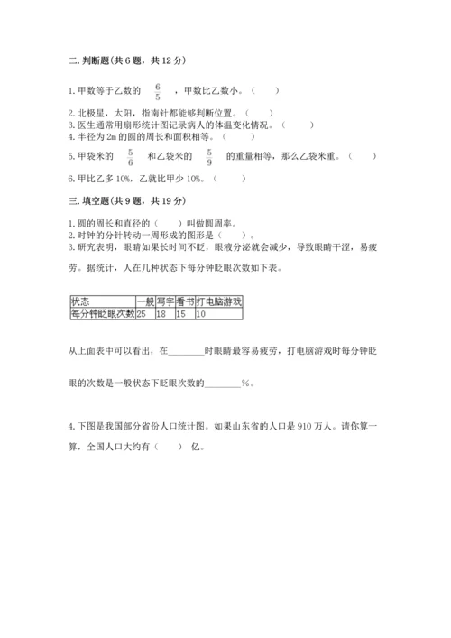 小学六年级上册数学期末测试卷【中心小学】.docx