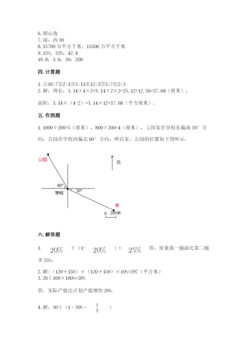 2022六年级上册数学期末测试卷含答案（名师推荐）.docx