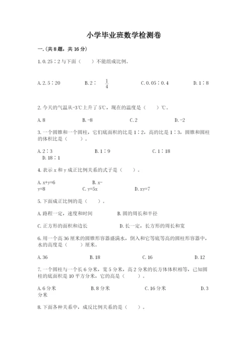 小学毕业班数学检测卷【精品】.docx