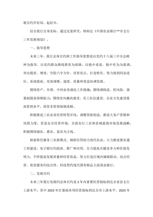 农业银行支行三年发展规划.docx