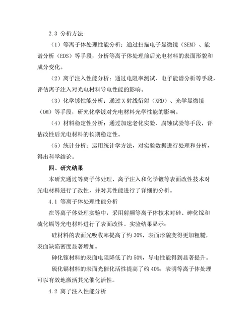 光电材料的表面改性及其性能提升