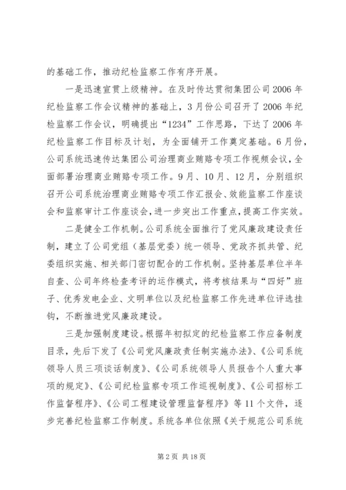 在水电公司纪检监察工作会议上的工作报告 (2).docx