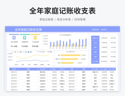 全年家庭记账收支表