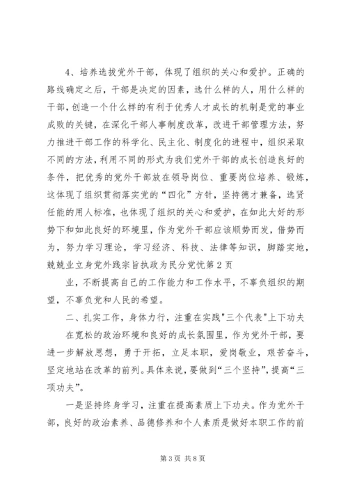 立身党外践宗旨执政为民分党忧.docx