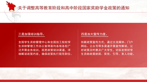 关于调整高等教育阶段和高中阶段国家奖助学金政策的通知全文学习PPT