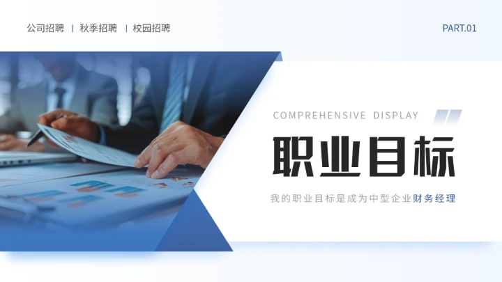 蓝色通用版大学生求职个人综合展示职业生涯规划（财务方向）