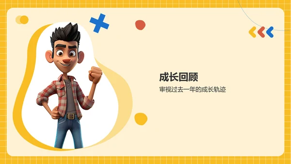 黄色创意个人年终总结PPT模板
