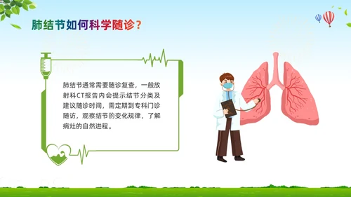 绿色卡通肺结节科普宣教PPT模板宣传PPT动态PPT健康宣教