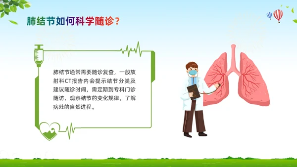 绿色卡通肺结节科普宣教PPT模板宣传PPT动态PPT健康宣教