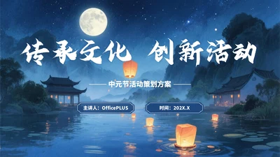 蓝色中国风传承文化+创新活动PPT模板