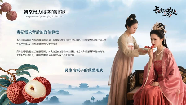 蓝色国风《长安的荔枝》读书分享PPT模板